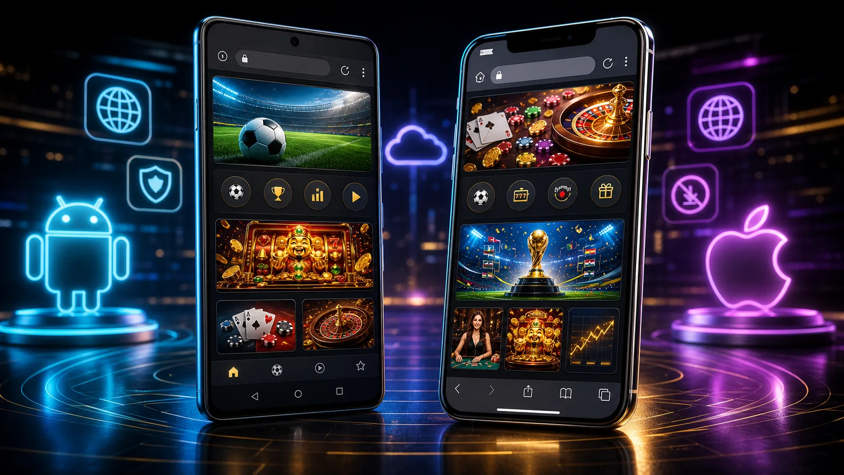 Experiência allslots compatível com Android e iOS no navegador mobile