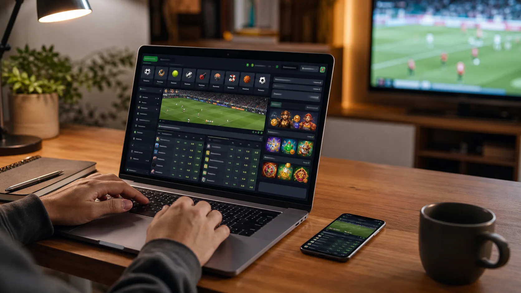 Plataforma allslots em notebook e celular com apostas esportivas e cassino online
